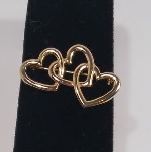 Brooch Gold Hearts Vintage